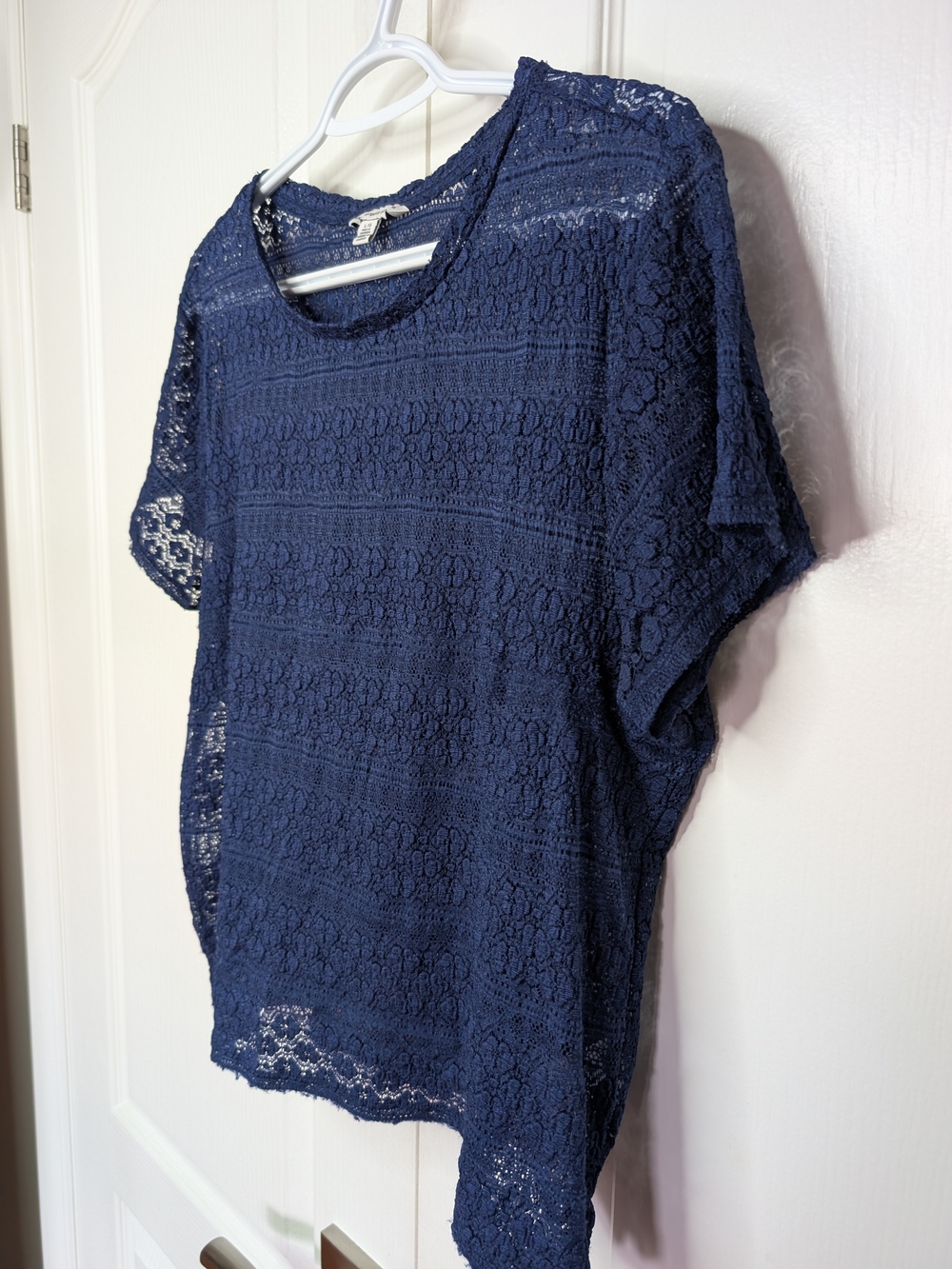 American Eagle Navy Lace Short Sleeve Women's Top